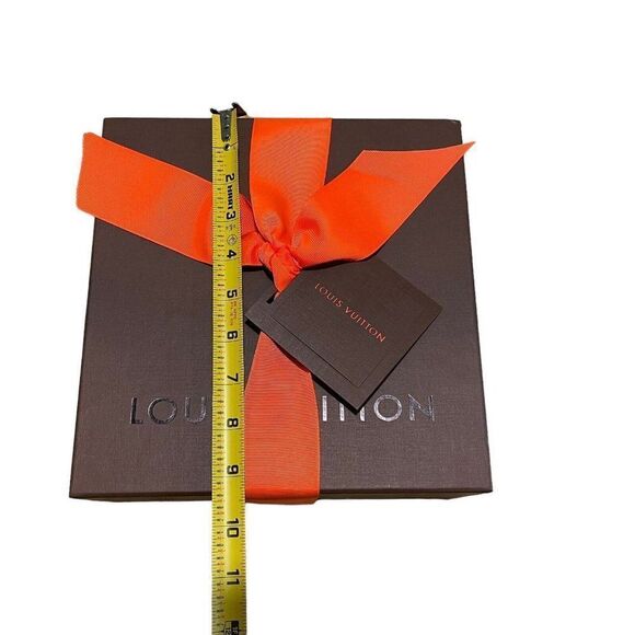 Louis Vuitton Empty Brown Box With Red Ribbon 9x9.5x4.5 Gift Set Card Present - Picture 9 of 10